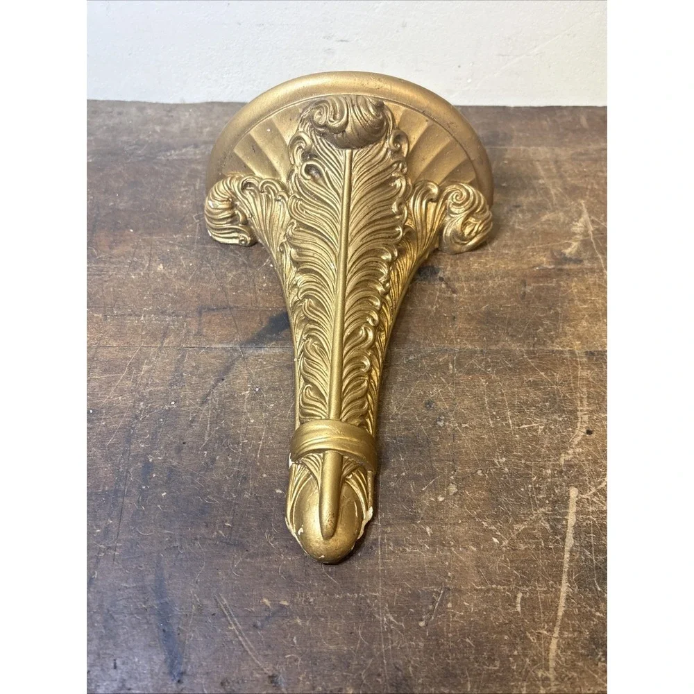 Vtg Italian Gold Plaster Wall Brackets/Shelf Brackets /Wall Corbels/ Sconce READ
